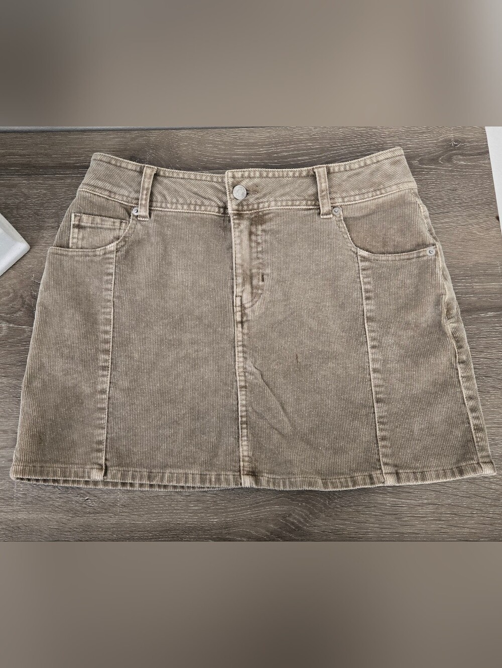 Corduroy Y2K Mini Skirt Taupe